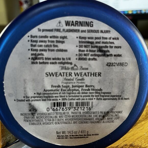 Bath & Body Works Sweater Weather Scented 3 Wick Soy Wax Blend Candle 25-45 Hrs - Picture 3 of 3